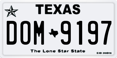 TX license plate DOM9197