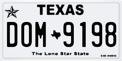 TX license plate DOM9198