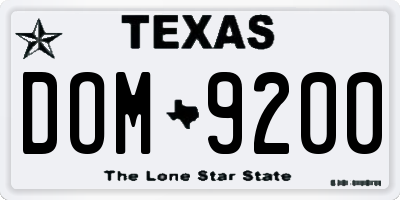 TX license plate DOM9200