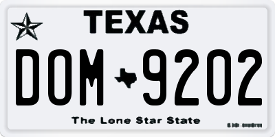 TX license plate DOM9202