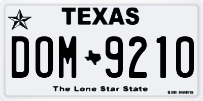 TX license plate DOM9210