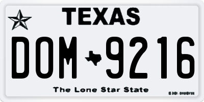 TX license plate DOM9216