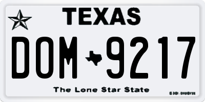 TX license plate DOM9217