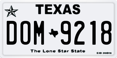 TX license plate DOM9218