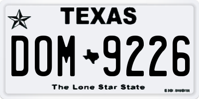 TX license plate DOM9226