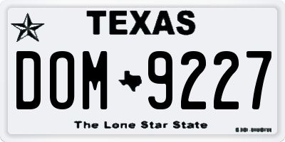 TX license plate DOM9227