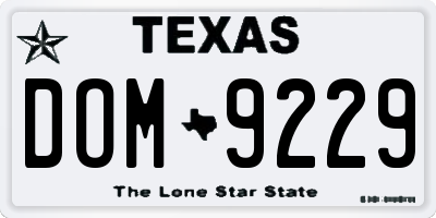 TX license plate DOM9229