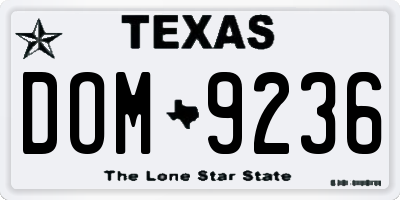 TX license plate DOM9236