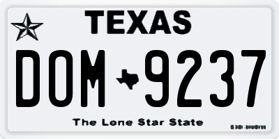 TX license plate DOM9237