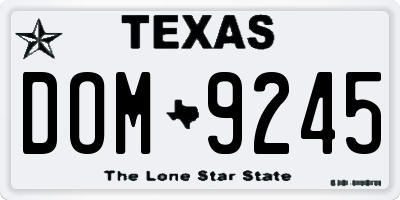 TX license plate DOM9245
