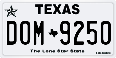 TX license plate DOM9250