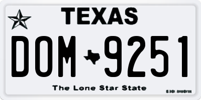 TX license plate DOM9251
