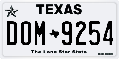 TX license plate DOM9254