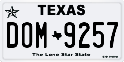 TX license plate DOM9257