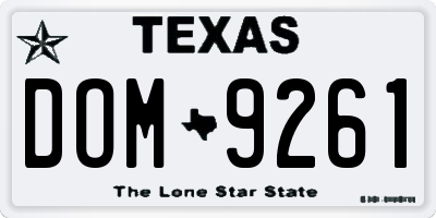 TX license plate DOM9261