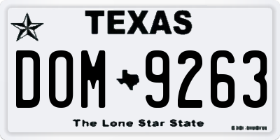 TX license plate DOM9263