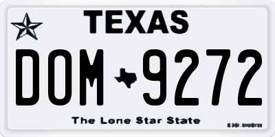 TX license plate DOM9272