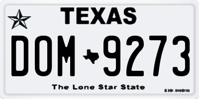TX license plate DOM9273