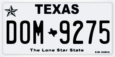 TX license plate DOM9275