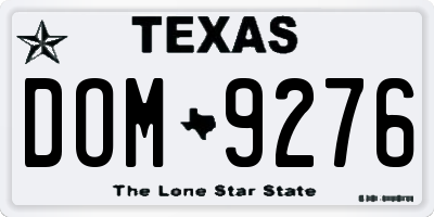 TX license plate DOM9276