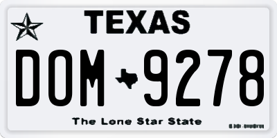 TX license plate DOM9278