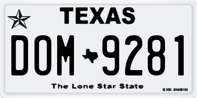 TX license plate DOM9281