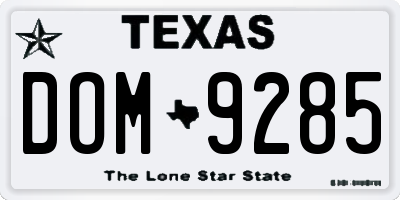 TX license plate DOM9285