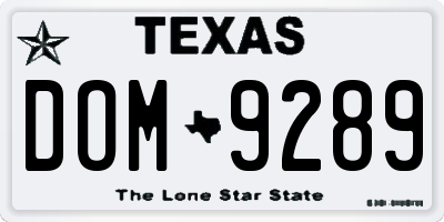 TX license plate DOM9289