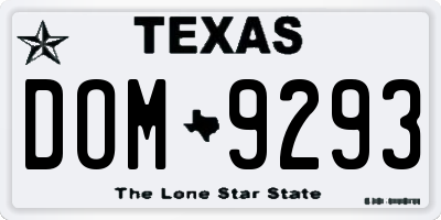 TX license plate DOM9293