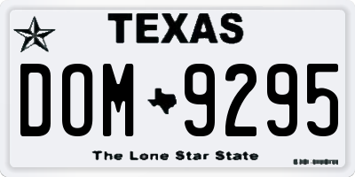 TX license plate DOM9295