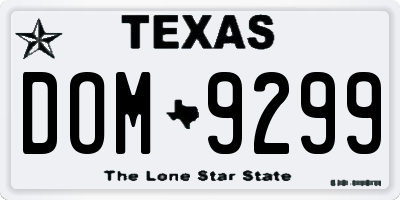 TX license plate DOM9299