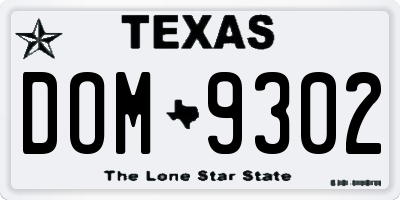 TX license plate DOM9302