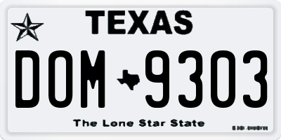 TX license plate DOM9303