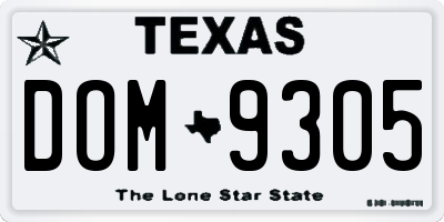 TX license plate DOM9305