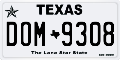 TX license plate DOM9308
