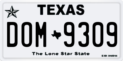 TX license plate DOM9309