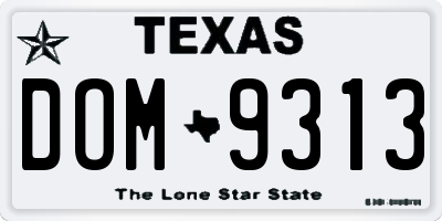 TX license plate DOM9313
