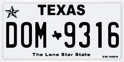 TX license plate DOM9316