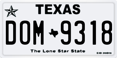 TX license plate DOM9318