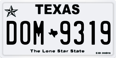 TX license plate DOM9319