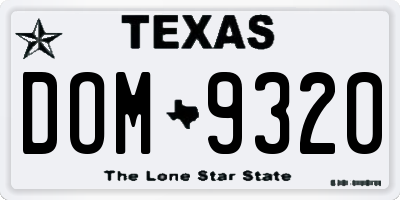 TX license plate DOM9320