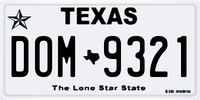 TX license plate DOM9321