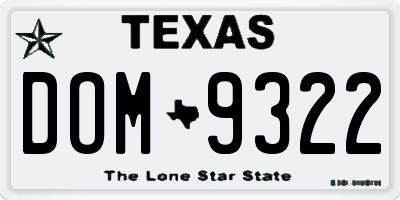 TX license plate DOM9322