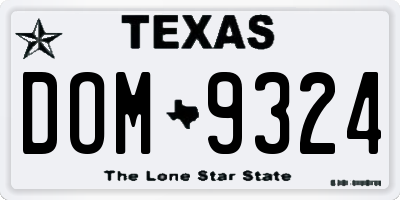TX license plate DOM9324
