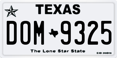 TX license plate DOM9325