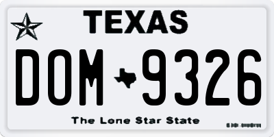 TX license plate DOM9326