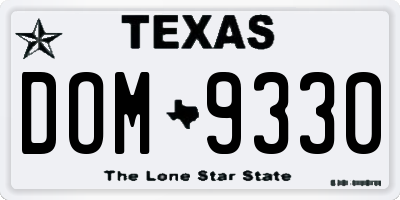 TX license plate DOM9330