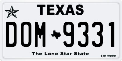 TX license plate DOM9331