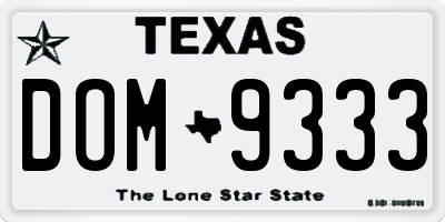 TX license plate DOM9333