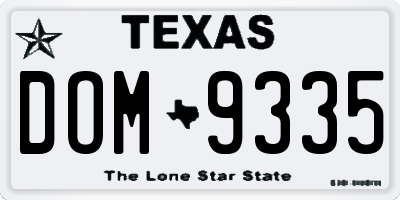 TX license plate DOM9335